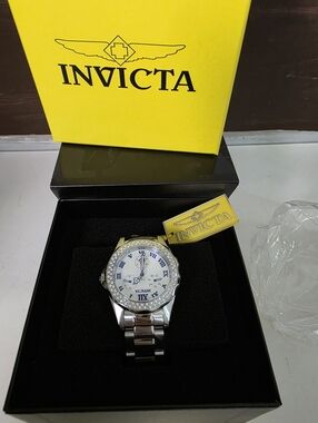 Invicta Silver Watch with White Dial